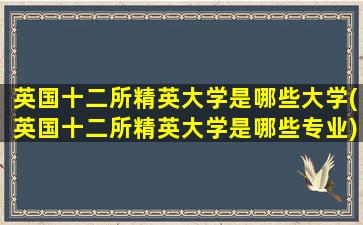 英国十二所精英大学是哪些大学(英国十二所精英大学是哪些专业)