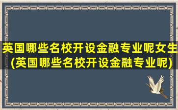 英国哪些名校开设金融专业呢女生(英国哪些名校开设金融专业呢)