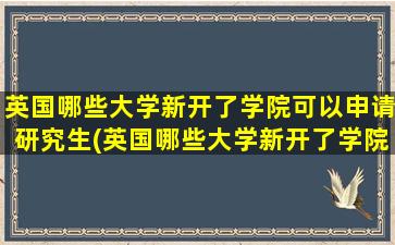 英国哪些大学新开了学院可以申请研究生(英国哪些大学新开了学院可以申请博士)