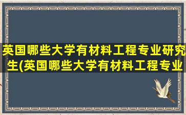 英国哪些大学有材料工程专业研究生(英国哪些大学有材料工程专业硕士)