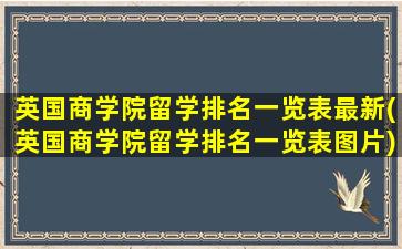 英国商学院留学排名一览表最新(英国商学院留学排名一览表图片)