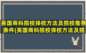 英国商科院校择校方法及院校推荐条件(英国商科院校择校方法及院校推荐表)