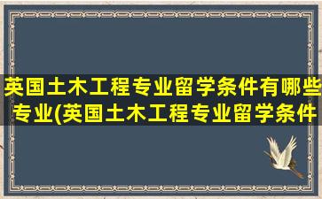 英国土木工程专业留学条件有哪些专业(英国土木工程专业留学条件有哪些学校)