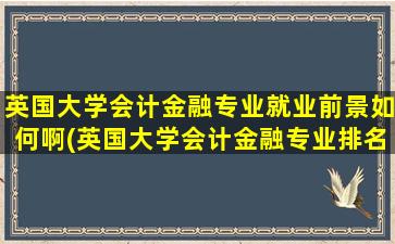 英国大学会计金融专业就业前景如何啊(英国大学会计金融专业排名)