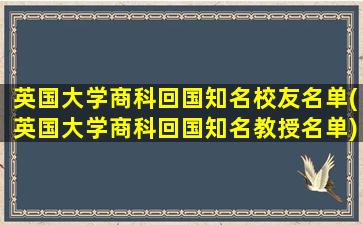 英国大学商科回国知名校友名单(英国大学商科回国知名教授名单)