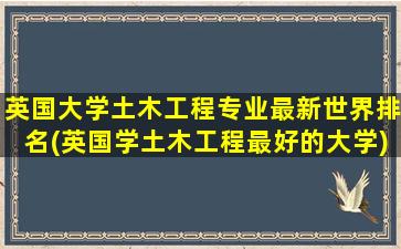 英国大学土木工程专业最新世界排名(英国学土木工程最好的大学)