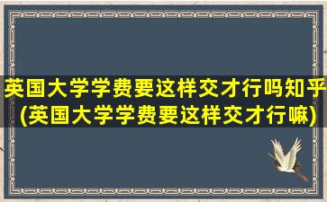 英国大学学费要这样交才行吗知乎(英国大学学费要这样交才行嘛)