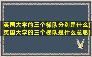 英国大学的三个梯队分别是什么(英国大学的三个梯队是什么意思)