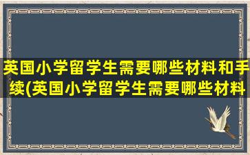 英国小学留学生需要哪些材料和手续(英国小学留学生需要哪些材料和证件)