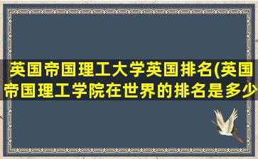 英国帝国理工大学英国排名(英国帝国理工学院在世界的排名是多少)