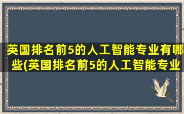 英国排名前5的人工智能专业有哪些(英国排名前5的人工智能专业学校)