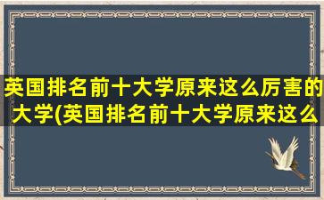 英国排名前十大学原来这么厉害的大学(英国排名前十大学原来这么厉害的)