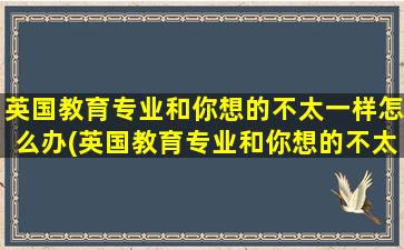 英国教育专业和你想的不太一样怎么办(英国教育专业和你想的不太一样的专业)