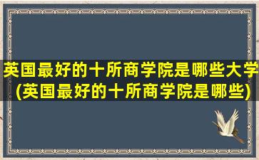 英国最好的十所商学院是哪些大学(英国最好的十所商学院是哪些)