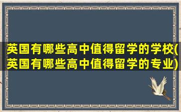 英国有哪些高中值得留学的学校(英国有哪些高中值得留学的专业)