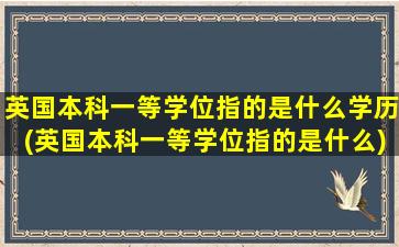 英国本科一等学位指的是什么学历(英国本科一等学位指的是什么)