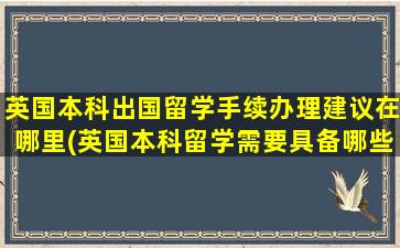 英国本科出国留学手续办理建议在哪里(英国本科留学需要具备哪些条件)