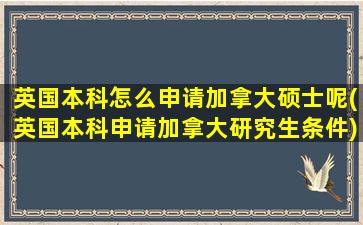 英国本科怎么申请加拿大硕士呢(英国本科申请加拿大研究生条件)