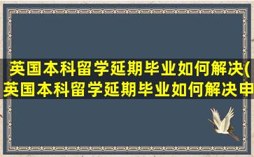 英国本科留学延期毕业如何解决(英国本科留学延期毕业如何解决申请)