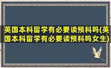 英国本科留学有必要读预科吗(英国本科留学有必要读预科吗女生)