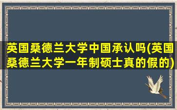 英国桑德兰大学中国承认吗(英国桑德兰大学一年制硕士真的假的)