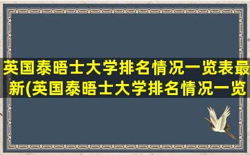 英国泰晤士大学排名情况一览表最新(英国泰晤士大学排名情况一览)