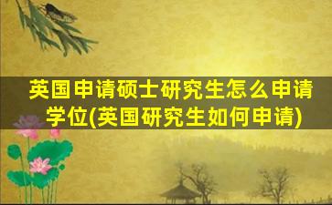 英国申请硕士研究生怎么申请学位(英国研究生如何申请)