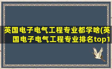 英国电子电气工程专业都学啥(英国电子电气工程专业排名top10)