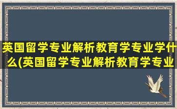 英国留学专业解析教育学专业学什么(英国留学专业解析教育学专业知识)