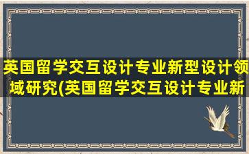 英国留学交互设计专业新型设计领域研究(英国留学交互设计专业新型设计领域怎么样)