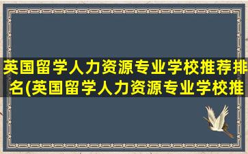 英国留学人力资源专业学校推荐排名(英国留学人力资源专业学校推荐哪些)