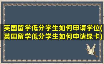 英国留学低分学生如何申请学位(英国留学低分学生如何申请绿卡)