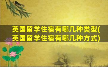 英国留学住宿有哪几种类型(英国留学住宿有哪几种方式)