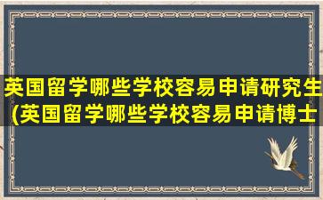 英国留学哪些学校容易申请研究生(英国留学哪些学校容易申请博士)