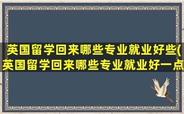 英国留学回来哪些专业就业好些(英国留学回来哪些专业就业好一点)