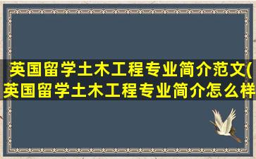 英国留学土木工程专业简介范文(英国留学土木工程专业简介怎么样)