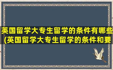 英国留学大专生留学的条件有哪些(英国留学大专生留学的条件和要求)