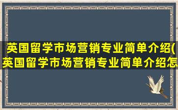 英国留学市场营销专业简单介绍(英国留学市场营销专业简单介绍怎么写)