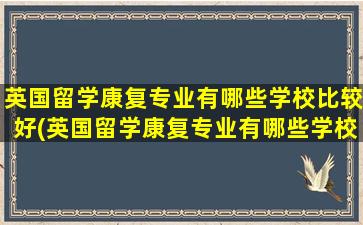 英国留学康复专业有哪些学校比较好(英国留学康复专业有哪些学校招生)