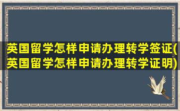 英国留学怎样申请办理转学签证(英国留学怎样申请办理转学证明)