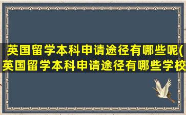 英国留学本科申请途径有哪些呢(英国留学本科申请途径有哪些学校)