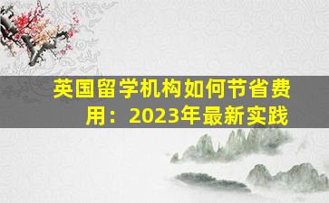 英国留学机构如何节省费用：2023年最新实践