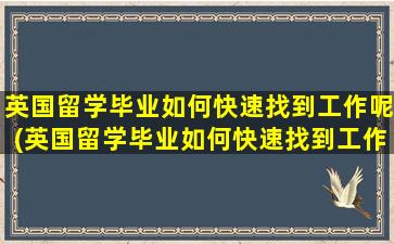 英国留学毕业如何快速找到工作呢(英国留学毕业如何快速找到工作呢女生)