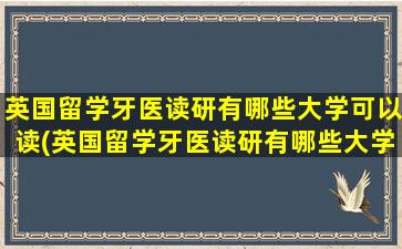 英国留学牙医读研有哪些大学可以读(英国留学牙医读研有哪些大学比较好)