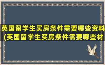 英国留学生买房条件需要哪些资料(英国留学生买房条件需要哪些材料)