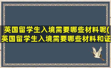 英国留学生入境需要哪些材料呢(英国留学生入境需要哪些材料和证件)