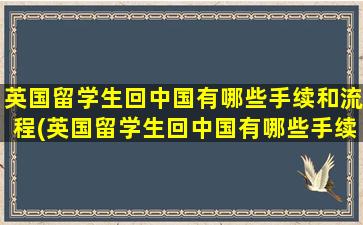 英国留学生回中国有哪些手续和流程(英国留学生回中国有哪些手续要求)