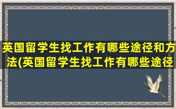 英国留学生找工作有哪些途径和方法(英国留学生找工作有哪些途径和方式)