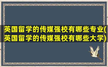 英国留学的传媒强校有哪些专业(英国留学的传媒强校有哪些大学)