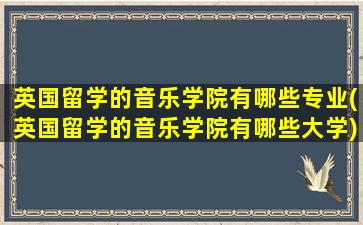 英国留学的音乐学院有哪些专业(英国留学的音乐学院有哪些大学)